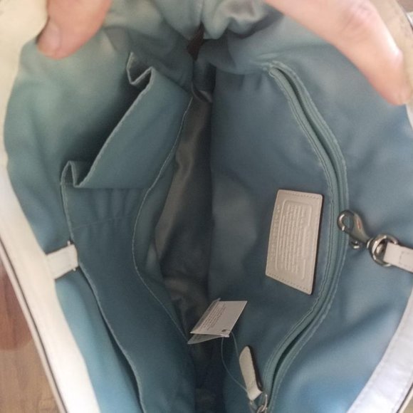 NWT - Coach Silver & White Tote bag w/ long strap - Picture 2 of 8